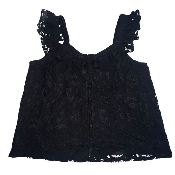 Torrid Blouse Womens 0X Black Lacy Ruffles Whimsygoth Fairygoth Coquette Top - Picture 5 of 16